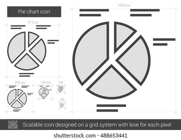 Pie chart vector line icon isolated on white background. Pie chart line icon for infographic, website or app. Scalable icon designed on a grid system.