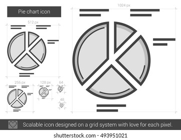 Icono de línea vectorial de gráfico circular aislado en fondo blanco. Icono de línea de gráfico circular para infografía, sitio web o aplicación. Icono escalable diseñado en un sistema de cuadrícula.