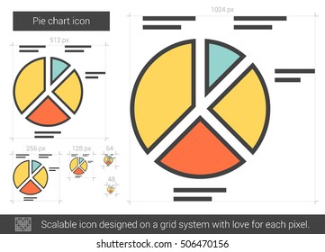 Pie chart vector line icon isolated on white background. Pie chart line icon for infographic, website or app. Scalable icon designed on a grid system.