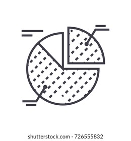 pie chart vector line icon, sign, illustration on background, editable strokes