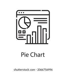 Ilustración de diseño de iconos de esquema vectorial de gráfico circular. Símbolo de análisis web sobre archivo EPS 10 de fondo blanco