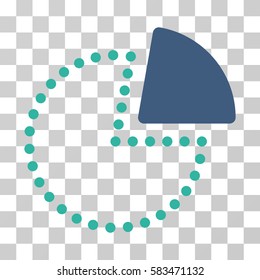 Pie Chart vector pictogram. Illustration style is flat iconic bicolor cobalt and cyan symbol on a transparent background.