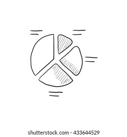 Pie Chart Vector Sketch Icon Isolated On Background. Hand Drawn Pie Chart Icon. Pie Chart Sketch Icon For Infographic, Website Or App.