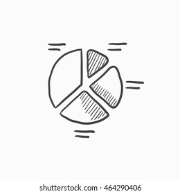 Pie Chart Vector Sketch Icon Isolated On Background. Hand Drawn Pie Chart Icon. Pie Chart Sketch Icon For Infographic, Website Or App.