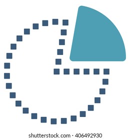 Pie Chart vector toolbar icon. Style is bicolor flat icon symbol, cyan and blue colors, white background, square dots.