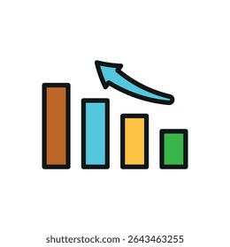 Pie chart in vibrant segments builds a bright and modern visualization icon.