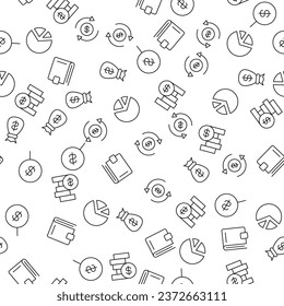 Pie Chart, Wallet, Money Bag Seamless Pattern for printing, wrapping, design, sites, shops, apps  