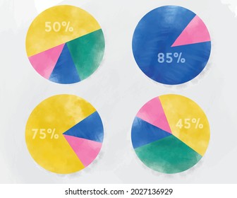 Pie Chart In Watercolor Style