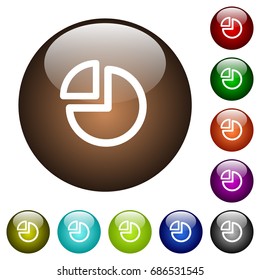 Pie chart white icons on round color glass buttons