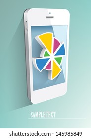 Pie chart and white smartphone