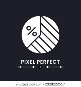 Pie chart white solid desktop icon. Market analysis. Financial report. Data visualization. Pixel perfect, outline 2px. Silhouette symbol for dark mode. Glyph pictogram. Vector isolated image