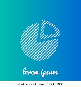 Pie Chart White stroke fill with blue & green gradient background Icon / Logo Design