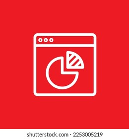 Pie chart window line icon. Graphic resource template, vector illustration.