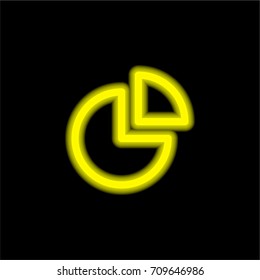 Pie chart yellow glowing neon ui ux icon. Glowing sign logo vector