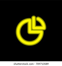 Pie chart yellow glowing neon ui ux icon. Glowing sign logo vector