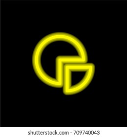 Pie chart yellow glowing neon ui ux icon. Glowing sign logo vector