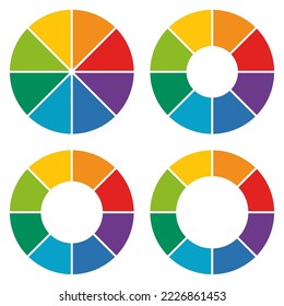 pie chart,colorful infographic templates,color circle with 8 colors, vector illustration.
