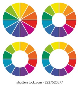 gráfico circular, plantillas infográficas coloridas, círculo de color con 12 colores, ilustración vectorial.