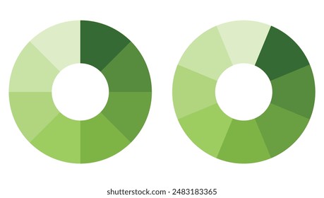Pie chart,gradient colors infographic templates.Graphic circle divided in 8 segments.Vector illustration.