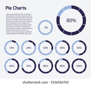 Pie charts - Circular charts, wheel charts, 10% sequence Vector EPS 10