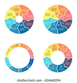 Pie Charts Diagrams 8 Steps Parts Stock Vector (Royalty Free) 424468294 ...