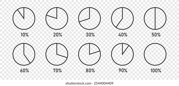 Pie charts diagrams. Different color circles. donut and pie chart infographic elements set. Colorful diagram collection with. Circle icons for infographic. Vector illustration