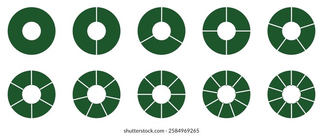 Pie charts diagrams. Different color circles isolated. Infographic element round shape.  pie chart vector illustration collection.