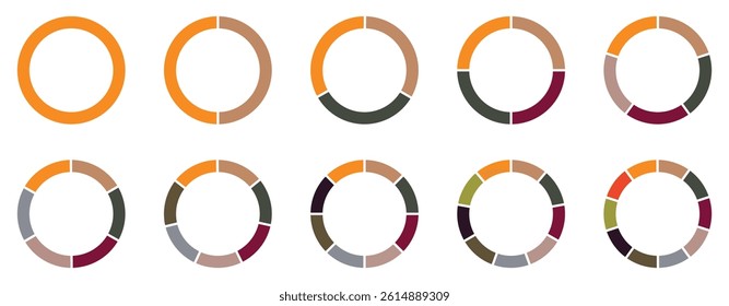 Pie charts diagrams. Different color circles. donut and pie chart infographic elements set. Colorful diagram collection with. Circle icons for infographic. Vector-eps 10