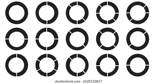 Pie charts diagrams. Different color circles. donut and pie chart infographic elements set. Colorful diagram collection with. Circle icons for infographic.