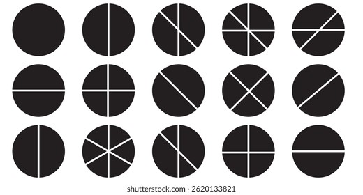 Pie charts diagrams. Different color circles. donut and pie chart infographic elements set. Colorful diagram collection with. Circle icons for infographic.