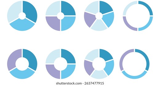 Pie charts diagrams. Different color circles isolated. Infographic element round shape. Vector eps 10