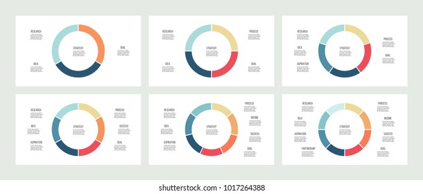 PIe charts, diagrams for infographics. Vector circles.