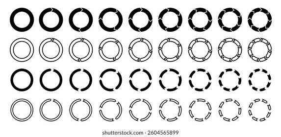 Pie charts diagrams. Set of circles. Infographic element round shape. Vector illustration.