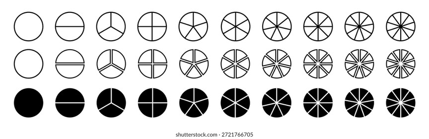 Diagramas circulares. Conjunto de círculos. Elemento infográfico de forma redonda. Ilustración vectorial.