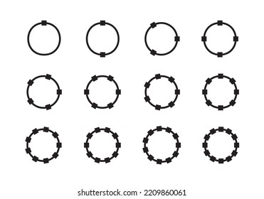 Pie charts diagrams. Set of different color circles isolated. Circle segments set. Various number of sectors divide the circle on equal parts. Pie chart set. Diagram collection
