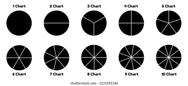 Pie Charts - 
Verschiedene Unterteilungen - Vektorgrafiken einzeln auf weißem Hintergrund