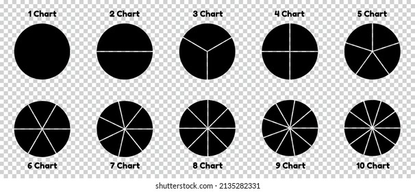 Pie Charts - 
Verschiedene Unterteilungen - Vektorgrafiken einzeln auf transparentem Hintergrund