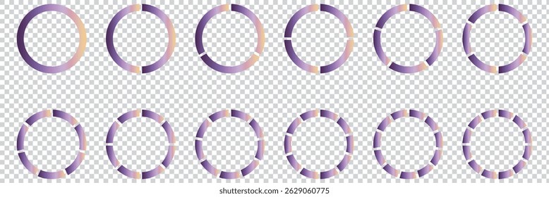 Pie charts digrams. Different color circles. donut and pie chart infographic elements set. Colorful diagram collection with. Circle icons for infographic eps 10
