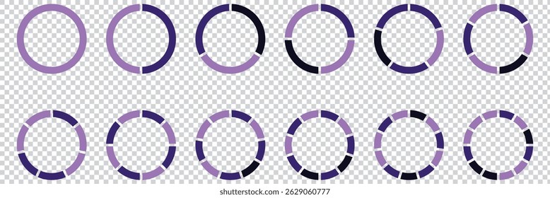 Pie charts digrams. Different color circles. donut and pie chart infographic elements set. Colorful diagram collection with. Circle icons for infographic eps 10