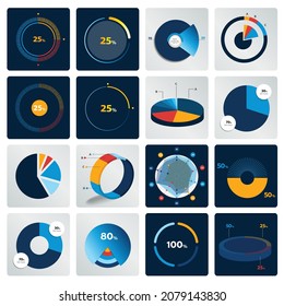 Pie charts, graphs set. Vector infographic.