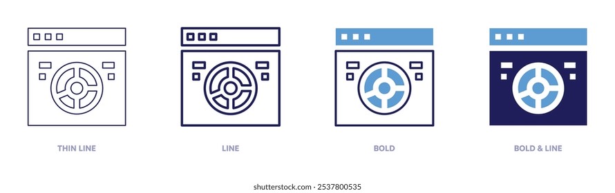 Pie charts icon in 4 different styles. Thin Line, Line, Bold, and Bold Line. Duotone style. Editable stroke.