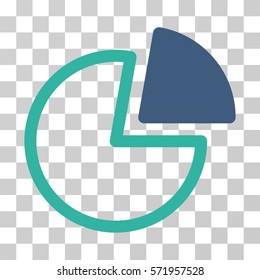 Pie Charts icon. Vector illustration style is flat iconic bicolor symbol, cobalt and cyan colors, transparent background. Designed for web and software interfaces.