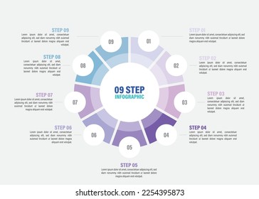 Pie charts for infographics. Elements with 1, 2, 3, 4, 5, 6, 7, 8, 9, 10 steps, options.