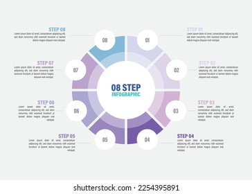 Pie charts for infographics. Elements with 1, 2, 3, 4, 5, 6, 7, 8, 9, 10 steps, options.