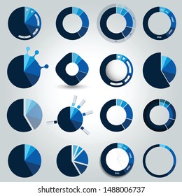 Pie charts, round, circle charts, graphs. Infographic.