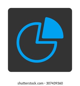 Pie Charts vector icon. This flat rounded square button uses blue and gray colors and isolated on a white background.