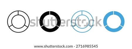 Pie chat icon set. Donut chat, ring chart symbol. progress indicator icon. Dashboard icon. vector illustration