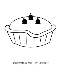 Pie with cherries dessert cartoon vector illustration graphic design