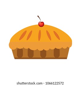 
The pie with cherries is in white background.