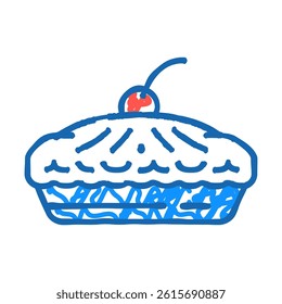 pie with cherry berry dessert doodle icon sketch vector. pie with cherry berry dessert sign. isolated symbol illustration